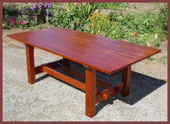 Gustav Stickley Inspired Mahogany and Ebony Custom Dining Table with Leaves